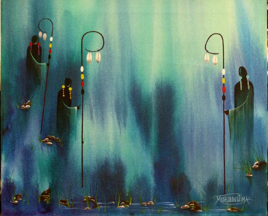 JAMES MISHIBINIJIMA ACRYLIC PAINTING ON CANVAS (1 of 4)