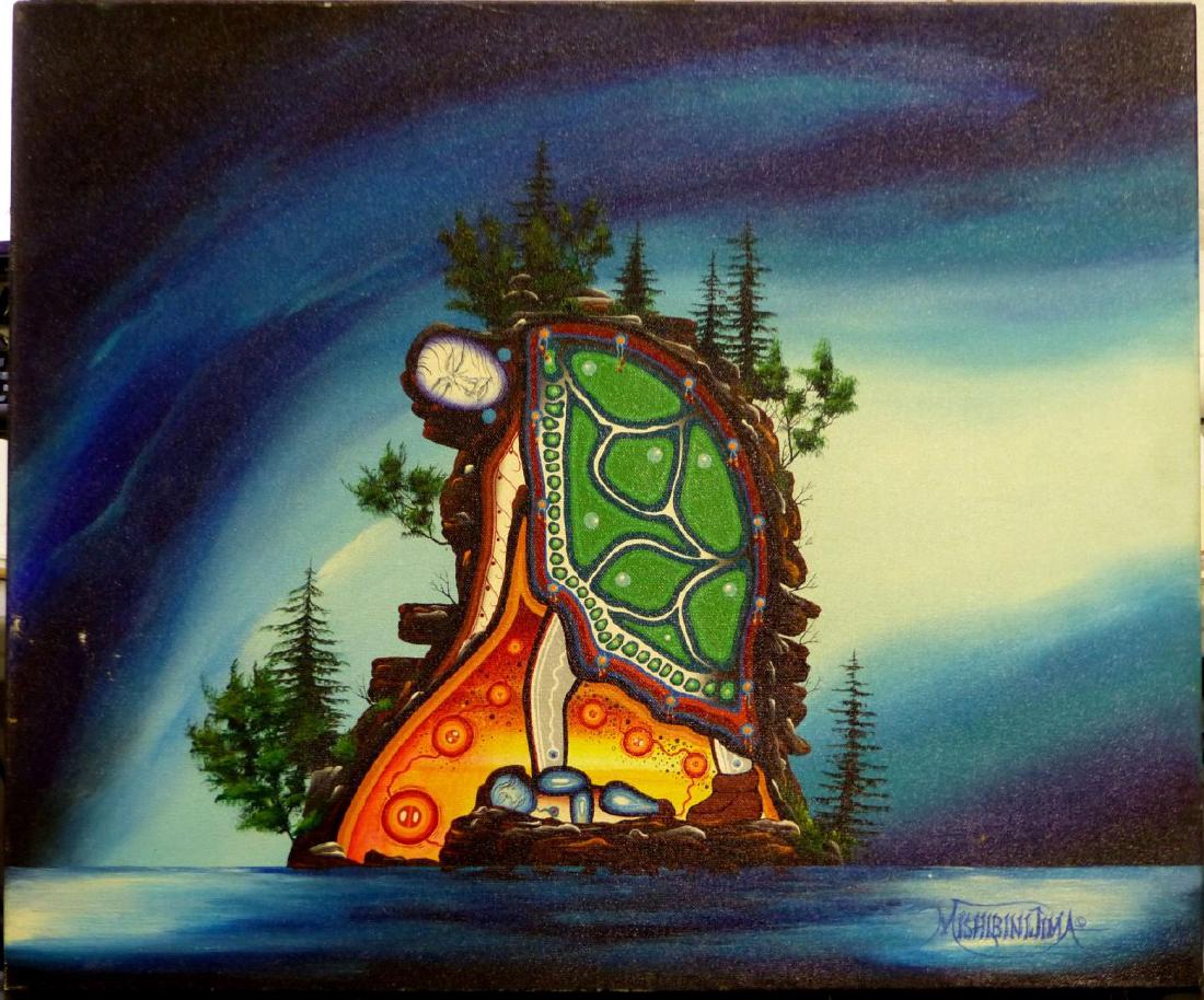 JAMES MISHIBINIJIMA ACRYLIC PAINTING ON CANVAS (1 of 5)