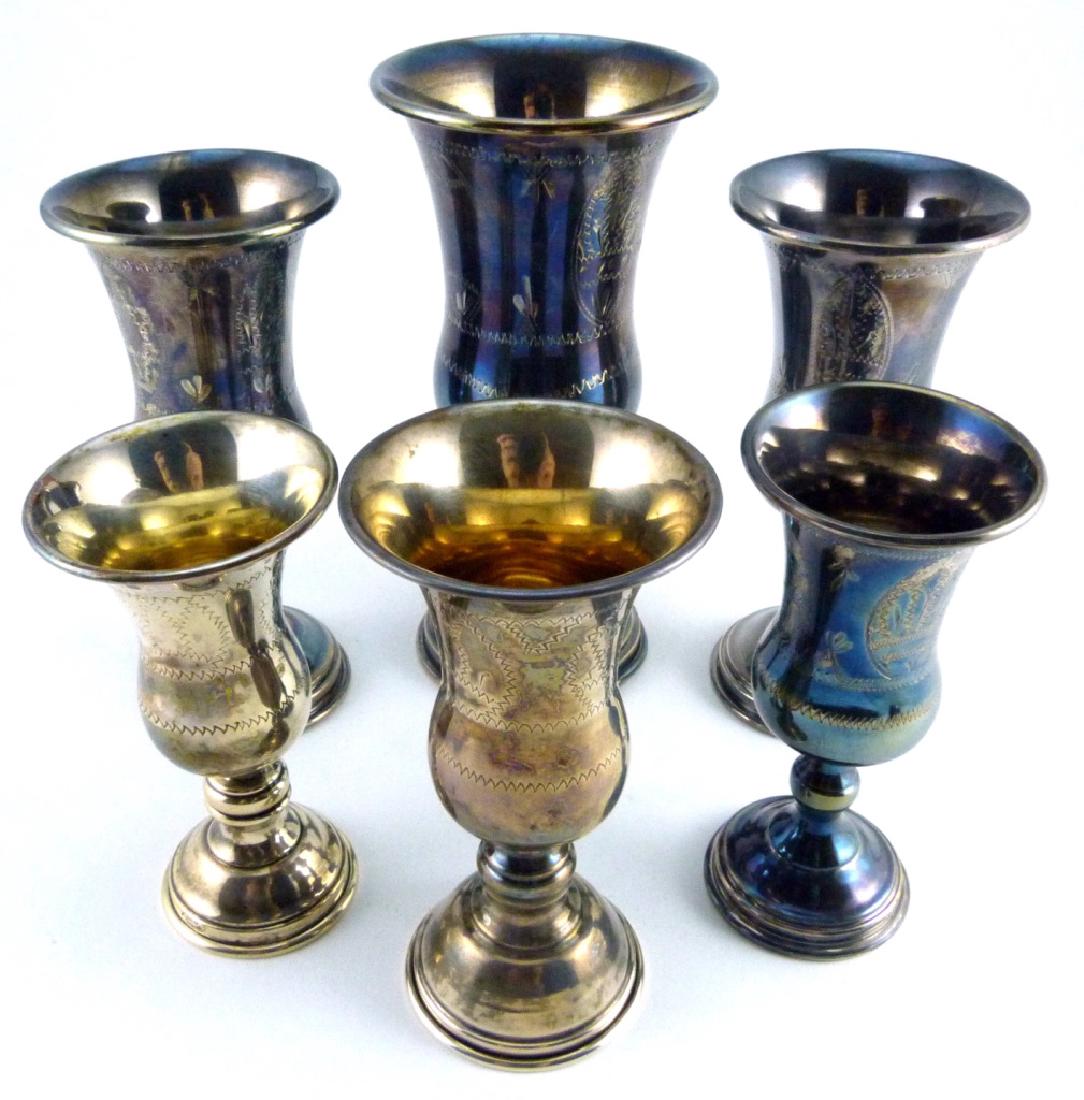 6pc STERLING SILVER JUDAICA KIDDUSH CUPS (1 of 9)
