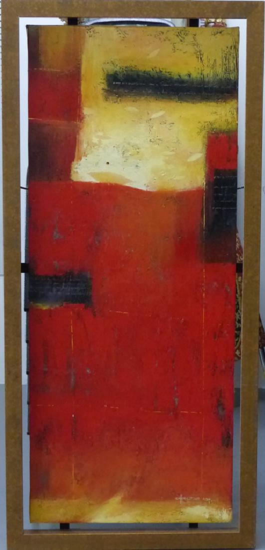 ABSTRACT OIL PAINTING ON CANVAS SIGNED (1 of 3)