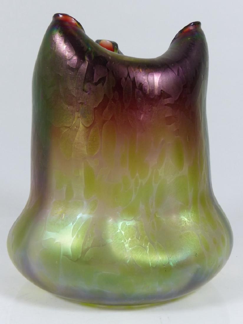 RINDSKOPF IRIDESCENT FOLDED ART GLASS VASE (1 of 9)