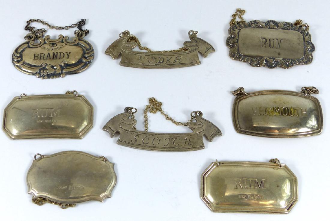 8pc STERLING & SILVER DECANTER BOTTLE TAGS LABELS (1 of 9)