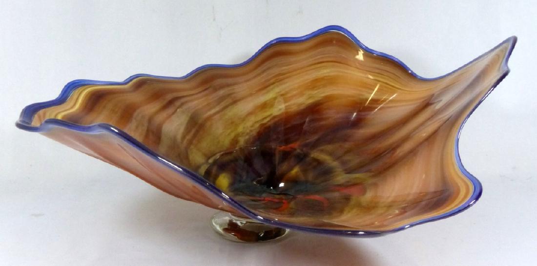 LARGE STUDIO ART GLASS FOOTED CENTERPIECE BOWL (1 of 6)