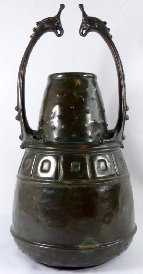 LARGE AUSTRIAN ART NOUVEAU HANDLED BRONZE VESSEL (1 of 6)