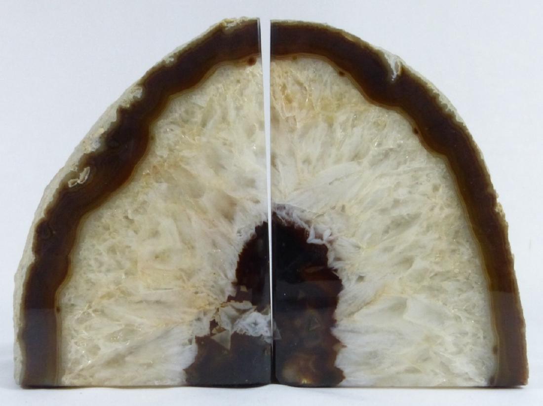 PAIR QUARTZ GEODE BOOKENDS (1 of 8)