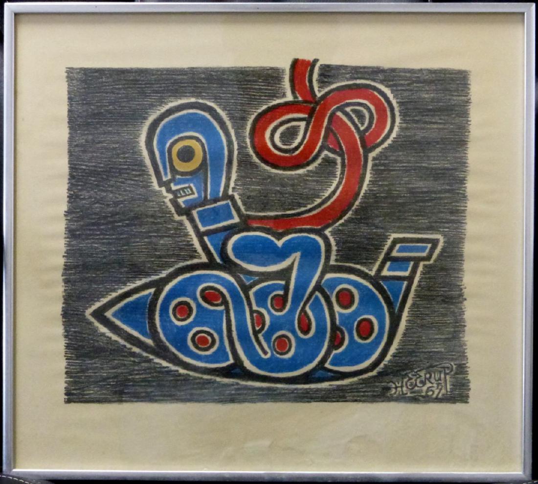 HENRY HEERUP ONE CENT LIFE LITHOGRAPH: Henry Heerup (Danish, 1907-1993) lithograph titled 'One Cent Life'. Signed and dated in the plate lower right. Measures 16" (40.5cm) x 14 1/2" (37cm).