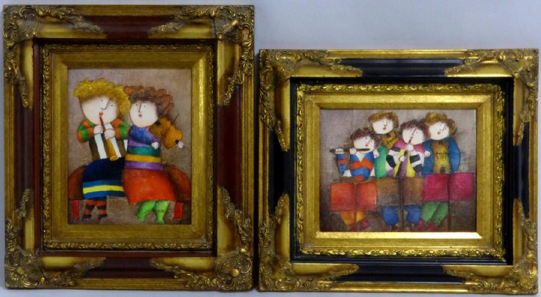 2pc JOYCE ROYBAL OIL PAINTINGS ON CANVAS MUSICIANS (1 of 8)
