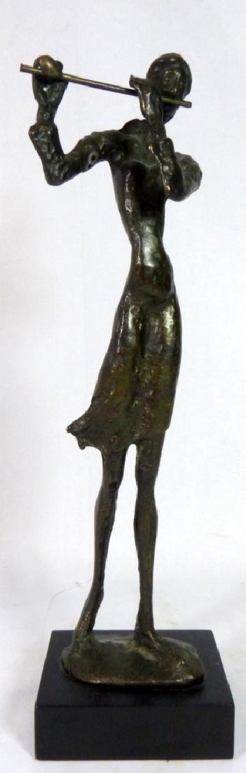 BRONZE SCULPTURE OF FEMALE PLAYING FLUTE (1 of 5)