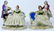 2pc DRESDEN GERMAN PORCELAIN FIGURAL SCENES LACE