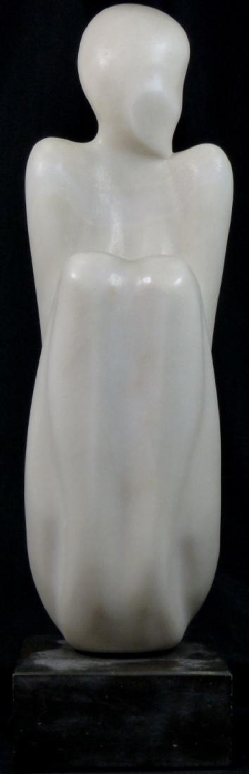 MARBLE SCULPTURE ABSTRACT SEATED FIGURE SIGNED 6/9 (1 of 6)