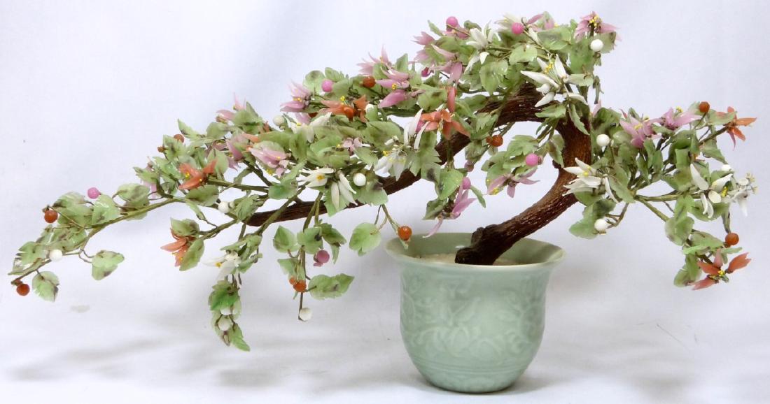 CHINESE EXPORT BONSAI TREE w CELADON PLANTER (1 of 9)