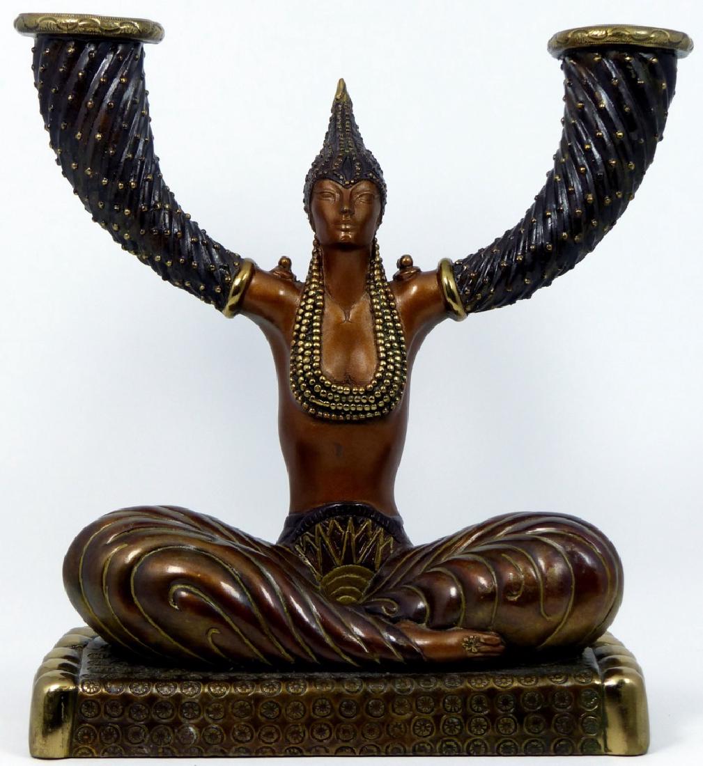 ERTE 'FORTUNE' BRONZE CANDLE HOLDER SCULPTURE (1 of 7)