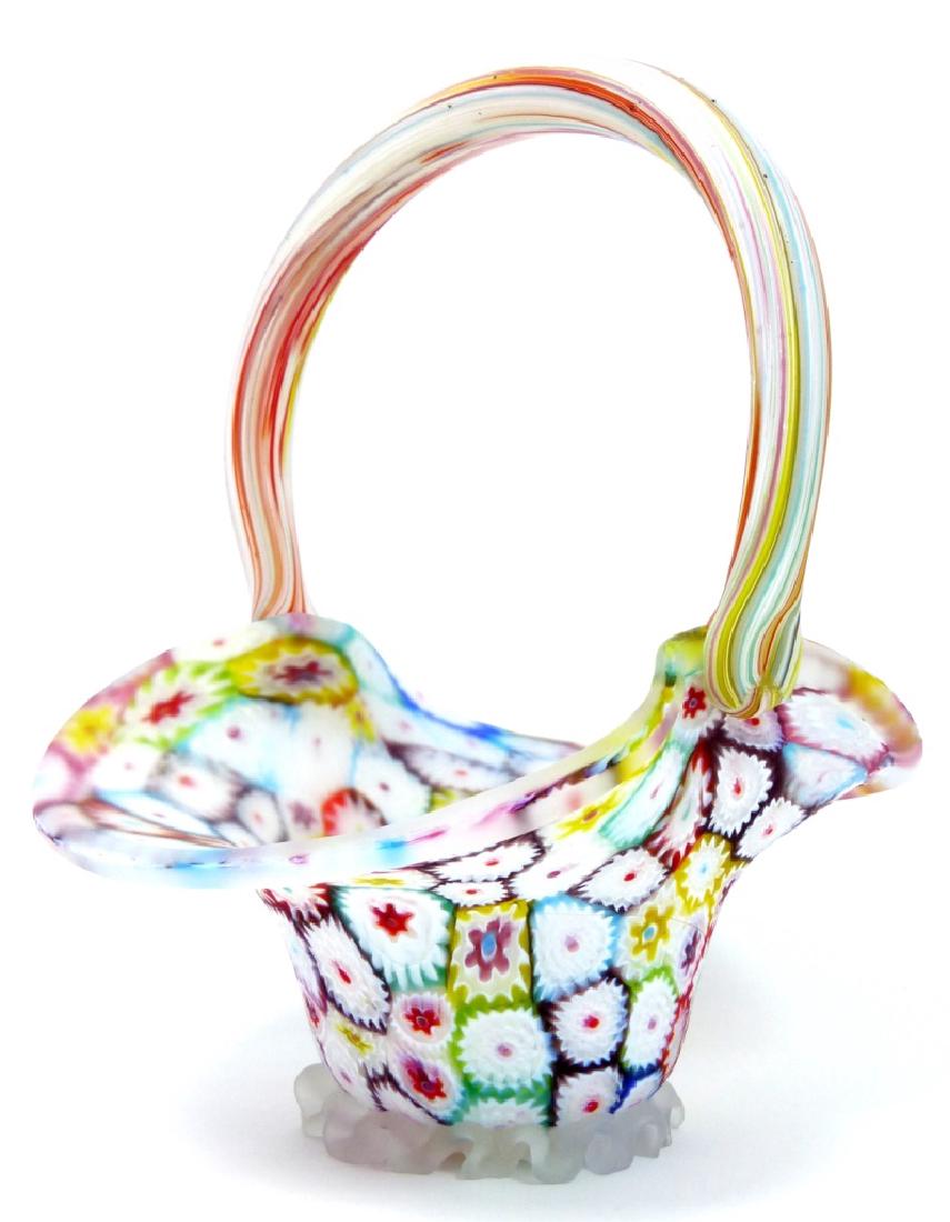 MILLEFIORI FLORAL ART GLASS BASKET (1 of 7)