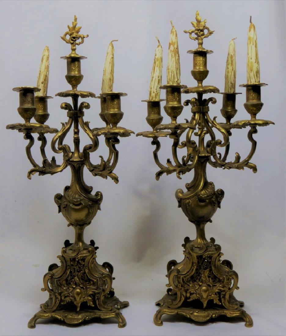 PR FRENCH CAST METAL 5-LIGHT CANDELABRA (1 of 5)