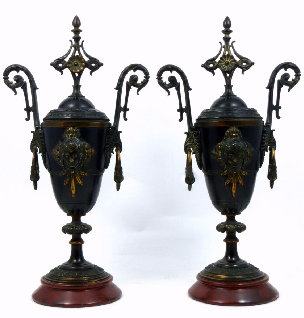 PR OF FRENCH EMPIRE STYLE BRASS URNS (1 of 8)