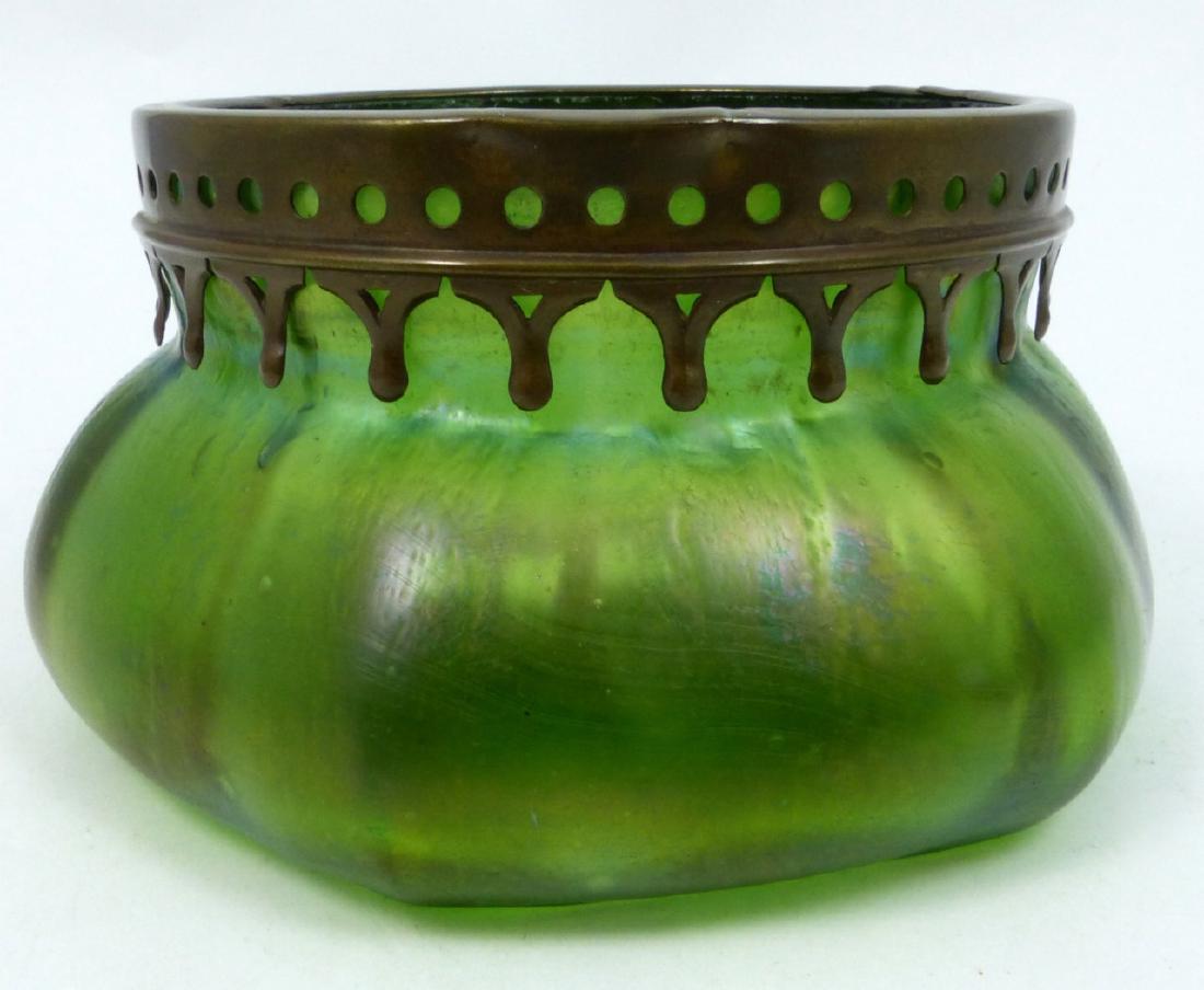 LOETZ STYLE BOHEMIAN ART GLASS MOUNTED VASE (1 of 7)