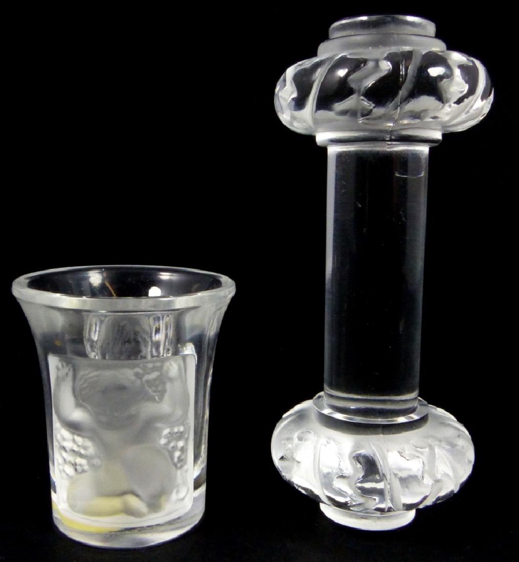 2pc LALIQUE CRYSTAL KNIFE REST & TOOTHPICK HOLDER (1 of 8)