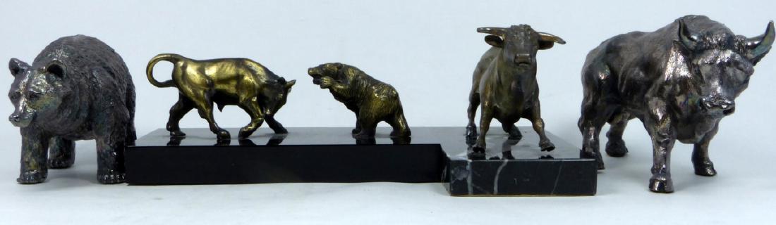 4pc SILVER PLATED BULL & BEAR FIGURINES (1 of 3)