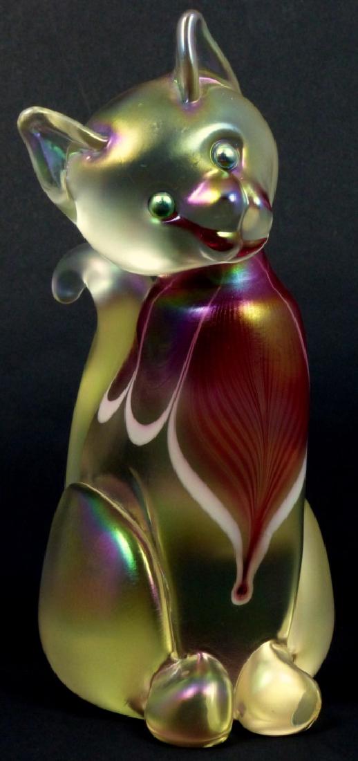 STUART ABELMAN IRIDESCENT ART GLASS CAT (1 of 9)