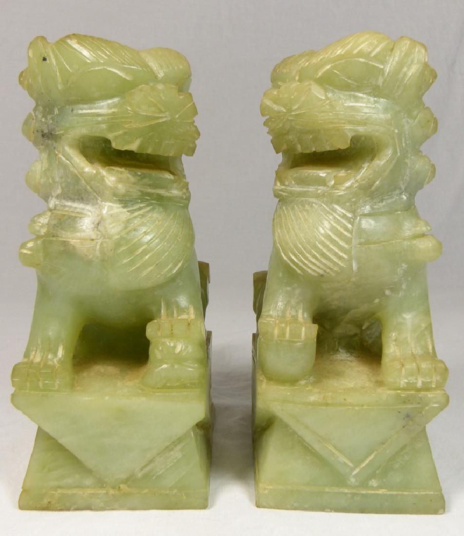 PR SERPENTINE JADE FOO DOG SCULPTURES (1 of 5)