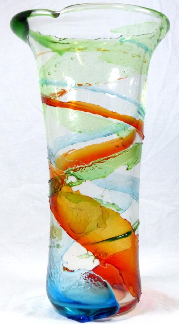 LARGE MURANO ART GLASS VASE w ABSTRACT DESIGN (1 of 4)