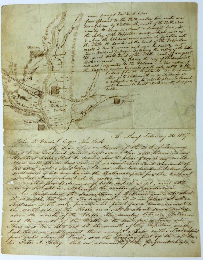 HANDWRITTEN LETTER w MAP FEB 22, 1857 (1 of 5)