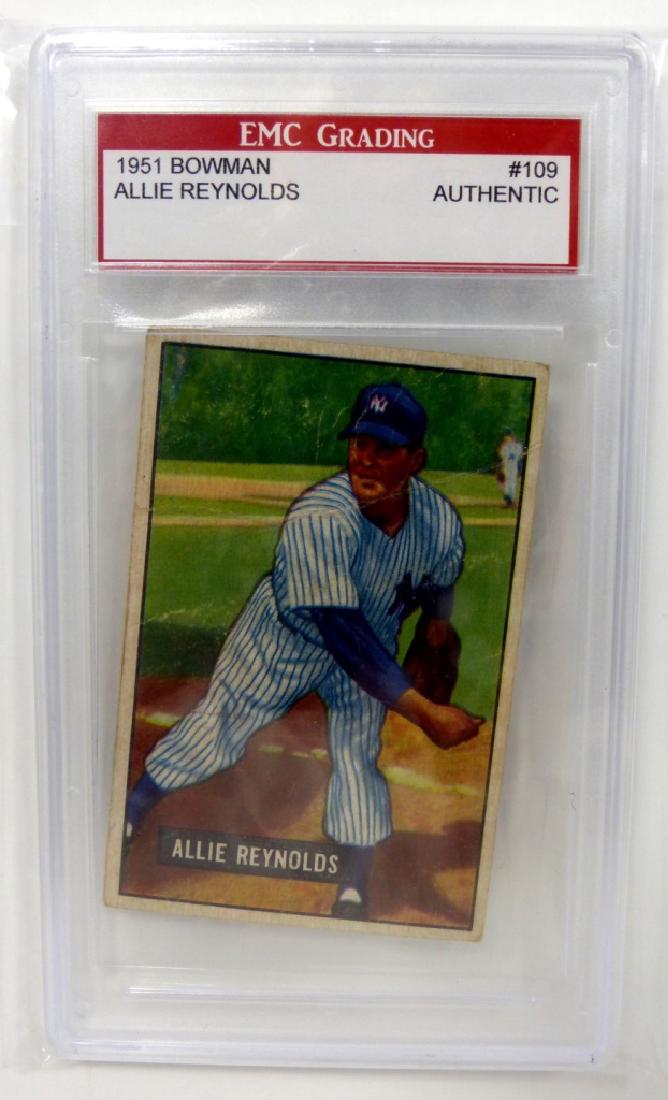 ALLIE REYNOLDS 1951 BOWMAN BASEBALL CARD (1 of 2)