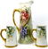 JEAN POYAT LIMOGES LARGE PORCELAIN PITCHER w MUGS