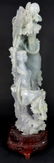 CHINESE LARGE LAVENDER JADE KOI w CHILDREN CARVING - 2