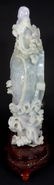 CHINESE LARGE LAVENDER JADE KOI w CHILDREN CARVING - 4