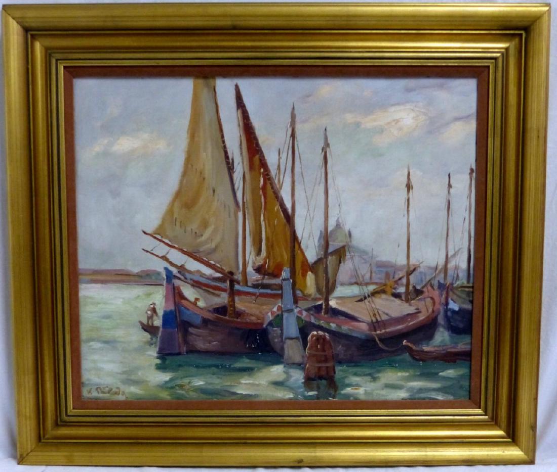 VACLAV PRIHODA CZECH OIL PAINTING CANVAS SAILBOATS (1 of 5)
