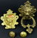 PR GILT BRASS LION HEAD DOOR KNOCKERS - 2