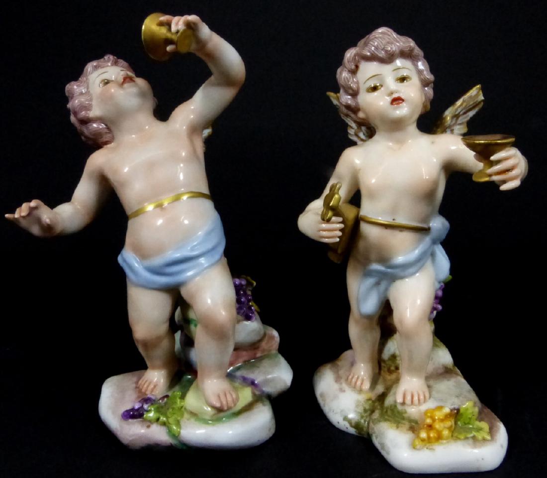 2pc CAPODIMONTE PORCELAIN CHERUB FIGURINES