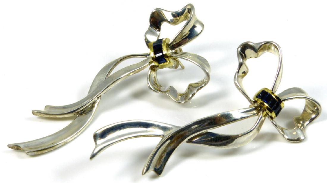 PR TIFFANY & CO STERLING 18k SAPPHIRE BOW EARRINGS (1 of 6)