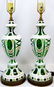 PR BOHEMIAN ENAMELED CUT TO GREEN ENAMELED LAMPS