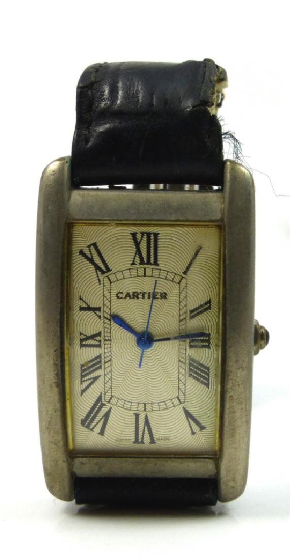 CARTIER TANK AMERICAINE STAINLESS LEATHER WATCH (1 of 5)