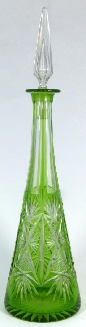 BOHEMIAN GREEN CUT TO CLEAR DECANTER (1 of 4)
