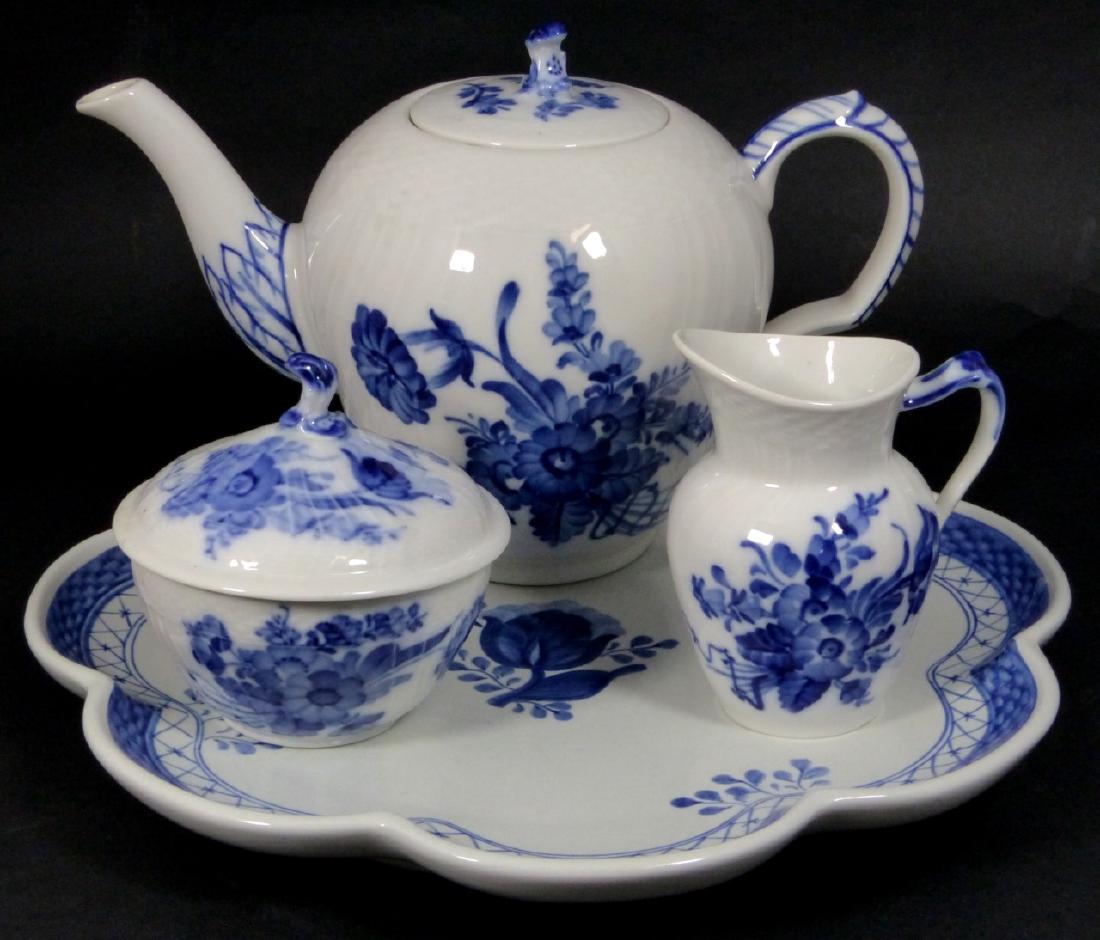4pc ROYAL COPENHAGEN BLUE FLORAL PORCELAIN TEA SET