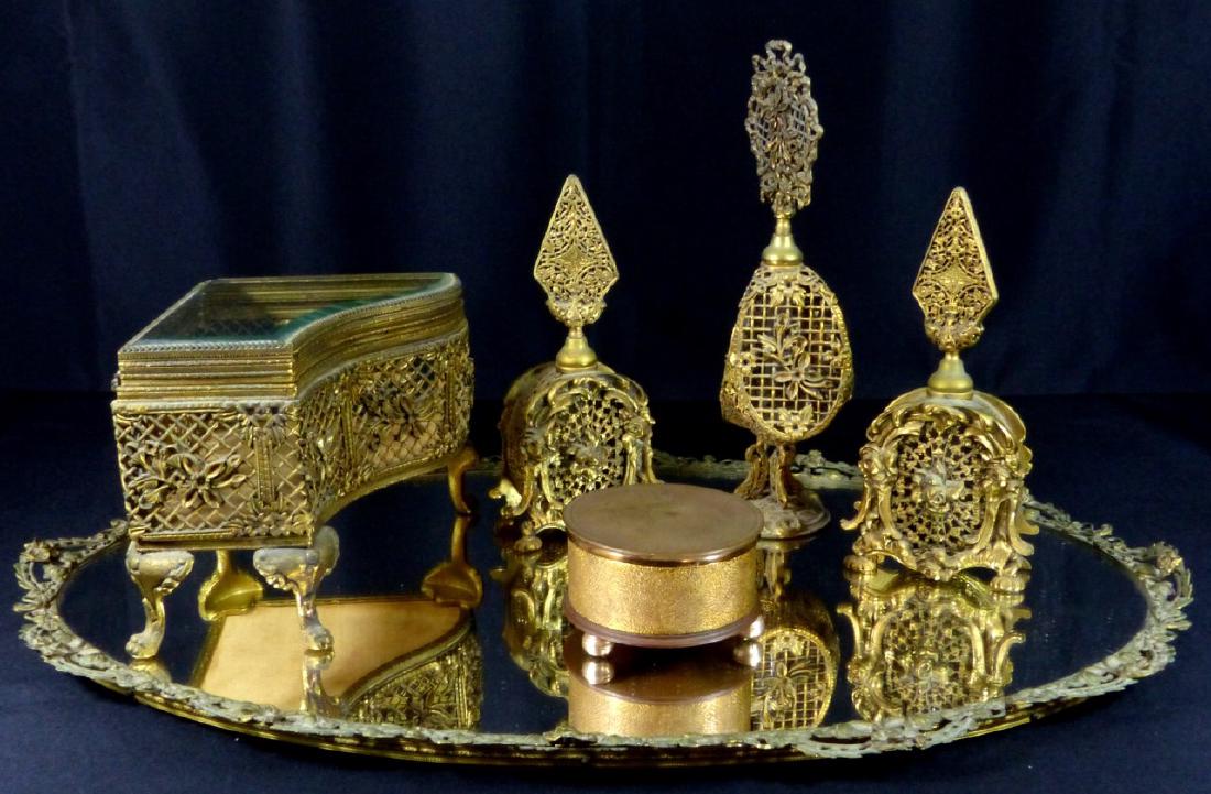6pc ITALIAN GILT PERFUME DRESSER SET (1 of 9)