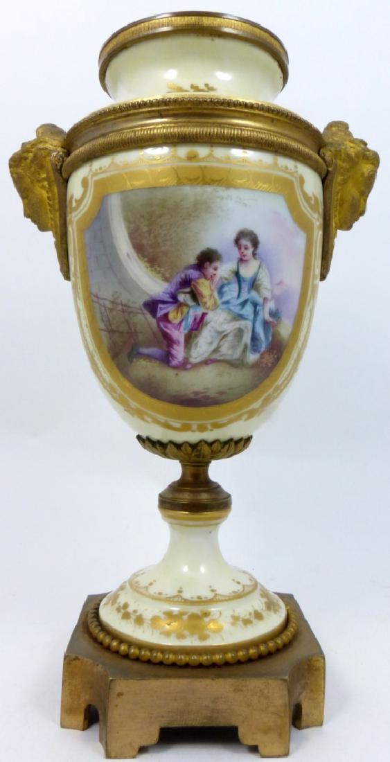 SEVRES STYLE BRONZE MOUNTED PORCELAIN URN (1 of 8)