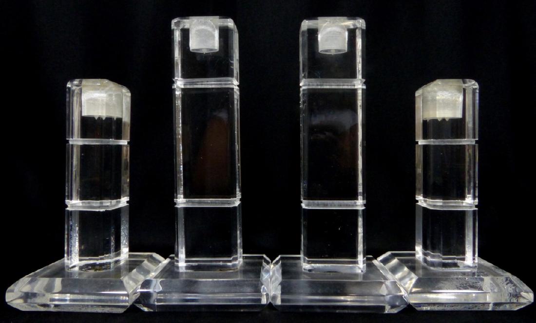 4pc MID-CENTURY LUCITE CANDLESTICK HOLDERS (1 of 7)