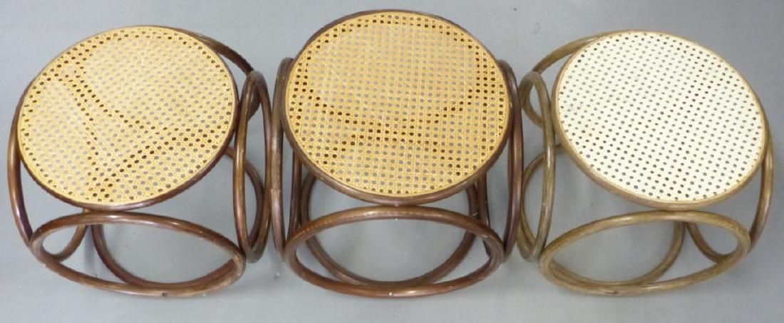 3pc CANED BENTWOOD STOOLS / TABLES (1 of 8)