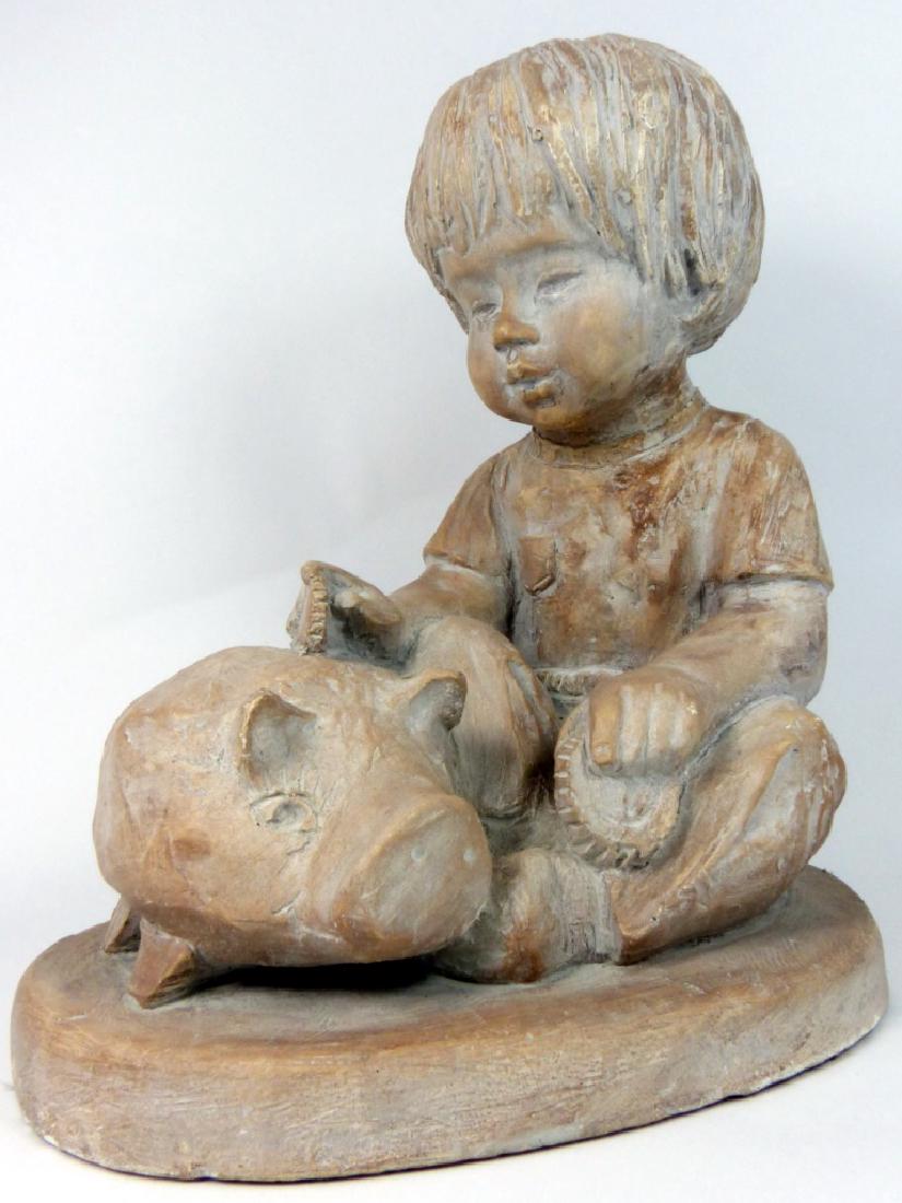 AUSTIN PROD BOY w PIGGY BANK SCULPTURE M. BESUNDER (1 of 6)