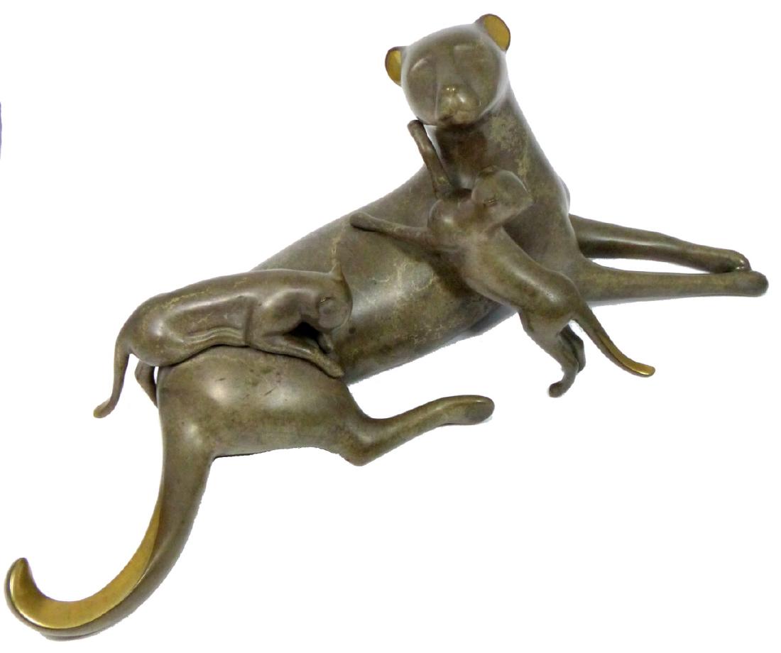 LOET VANDERVEEN 'CHEETAH & CUBS' BRONZE SCULPTURE (1 of 10)