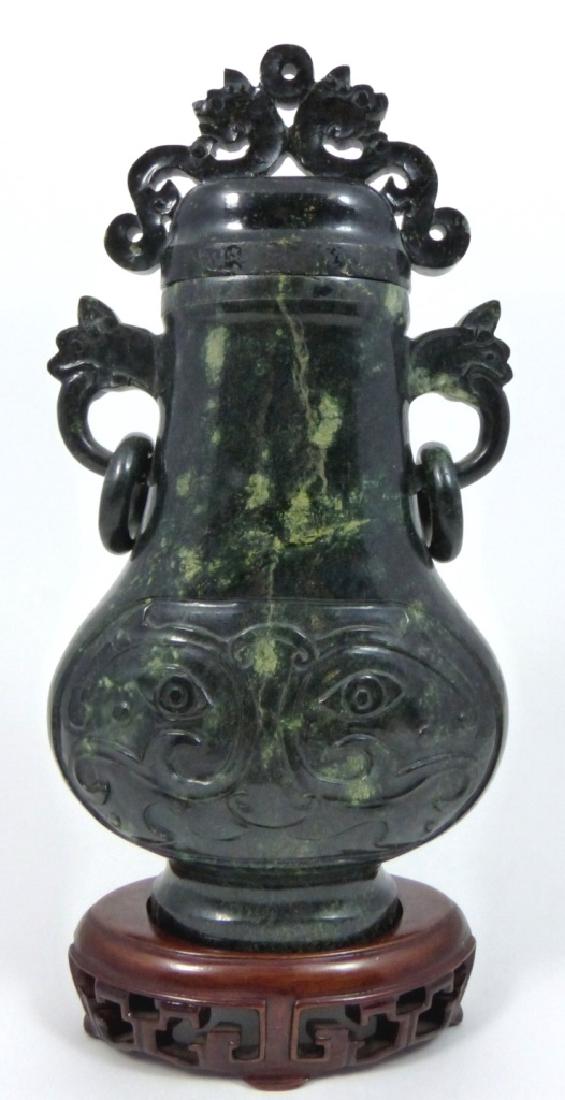 CHINESE SPINACH JADE COVERED URN (1 of 10)