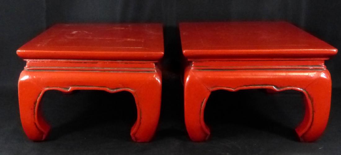 PR CHINESE RED LACQUERED KANG TABLE STANDS (1 of 11)