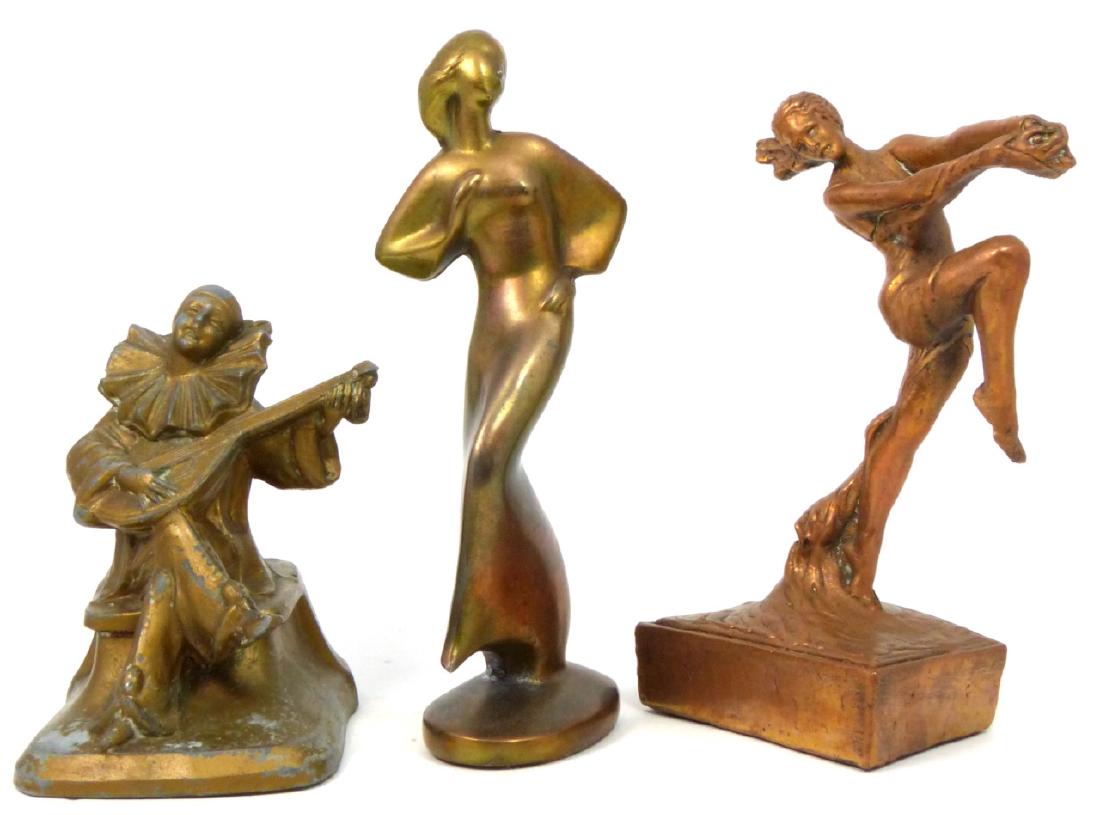 3pc ART DECO SPELTER FIGURAL SCULPTURES (1 of 5)