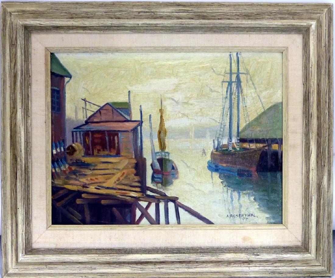 ABRAHAM ROSENTHAL OIL PAINTING ON CANVAS BOARD (1 of 4)