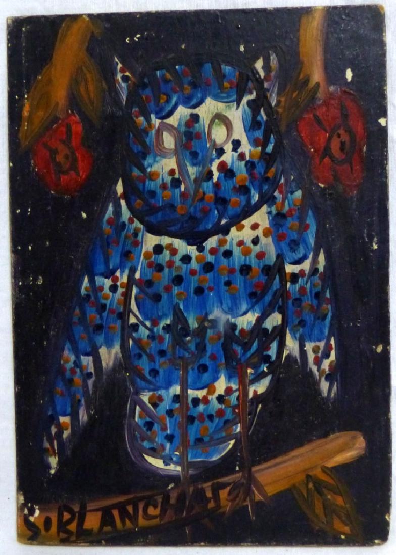 SISSON BLANCHARD HAITIAN OIL PAINTING BOARD OF OWL (1 of 5)