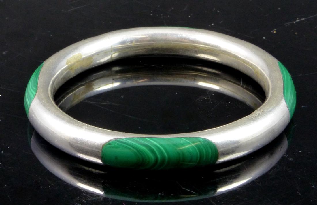 TAXCO STERLING SILVER BANGLE w MALACHITE INLAY (1 of 6)